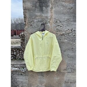 Reebok Classic Womens Size L Pale Yellow White Track Jacket Full Zip 90s Preppy